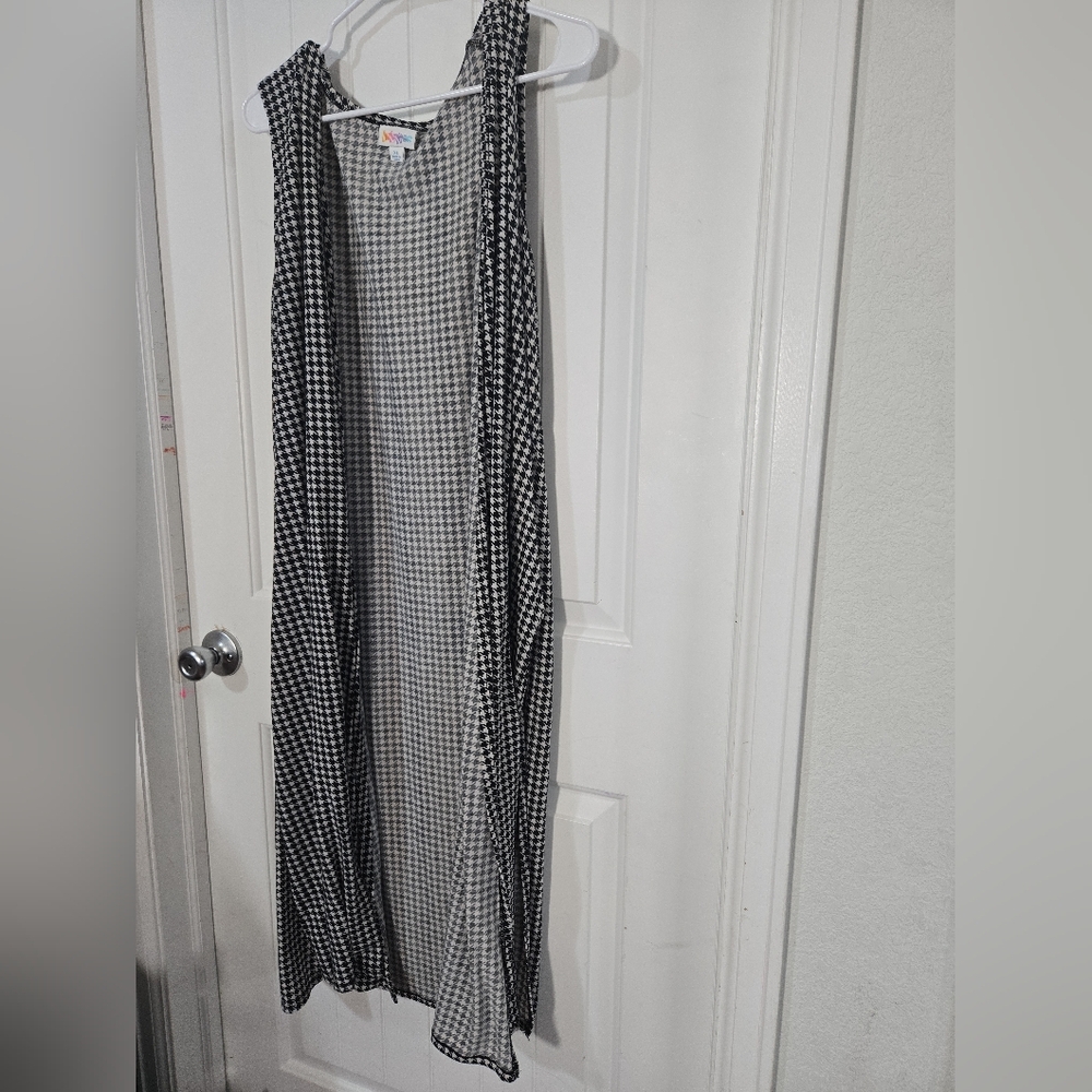 🖤 LuLaRoe Black & White Houndstooth Sleeveless Duster Vest | XL